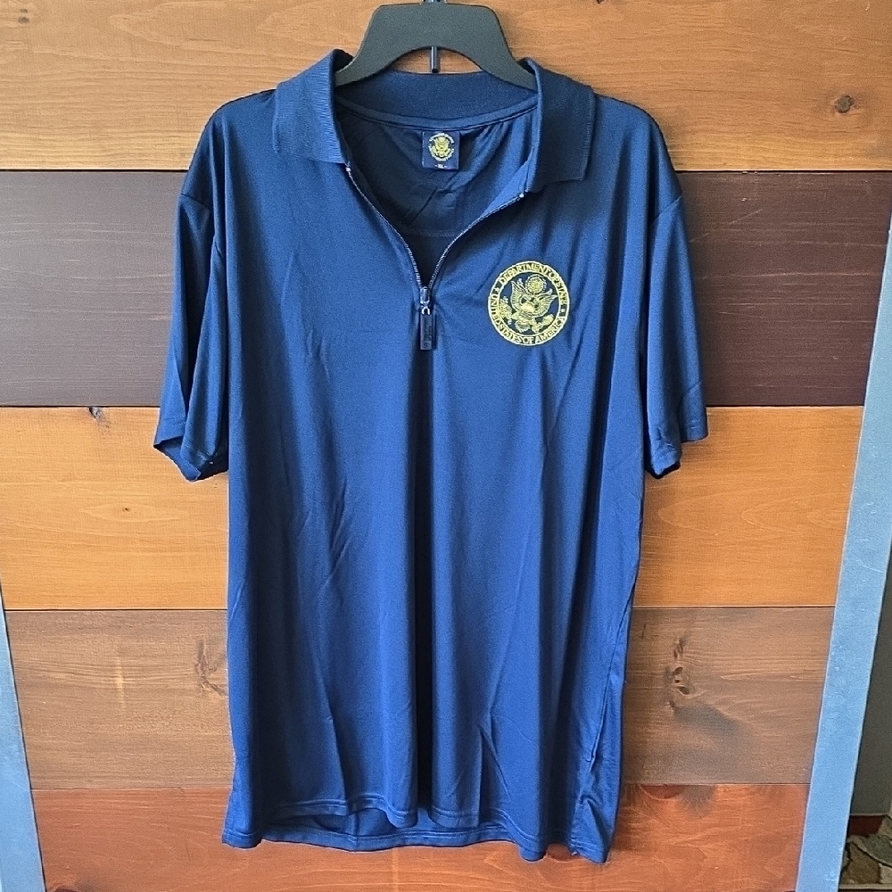 Navy Blue Polo Shirt with Embroidered Department Of State  Logo XL
